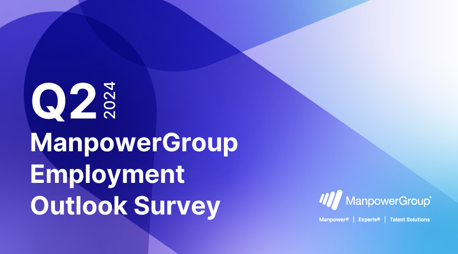 A slide title showcasing Q2 2024 ManpowerGroup Employment Outlook Survey